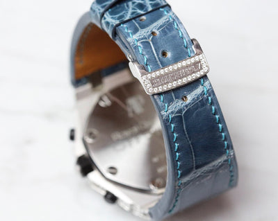 Bespoke Watch Strap in Cerulean Blue Crocodile