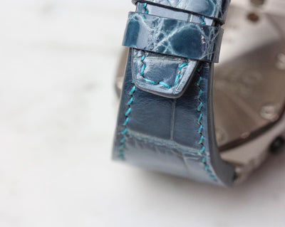 Bespoke Watch Strap in Cerulean Blue Crocodile