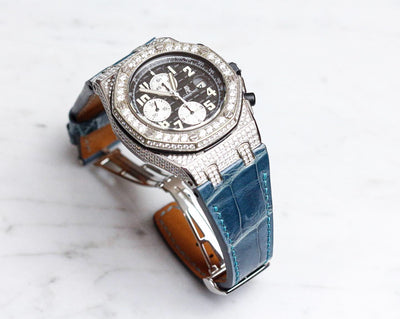 Bespoke Watch Strap in Cerulean Blue Crocodile