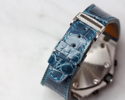Bespoke Watch Strap in Cerulean Blue Crocodile
