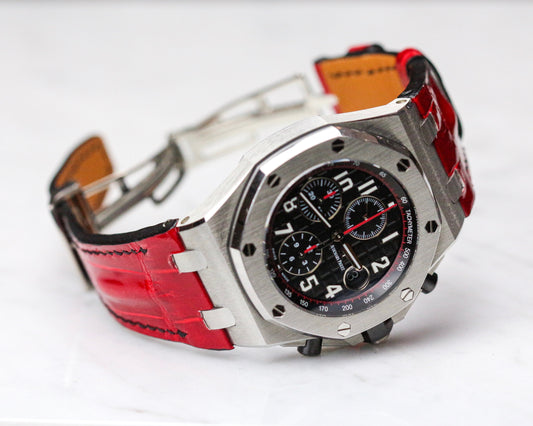 Bespoke Watch Strap in Blood Red Crocodile