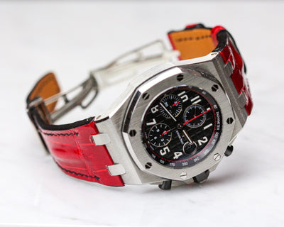 Bespoke Watch Strap in Blood Red Crocodile