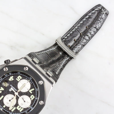 Bespoke Watch Strap in Metallic Black Crocodile