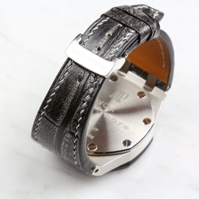 Bespoke Watch Strap in Metallic Black Crocodile