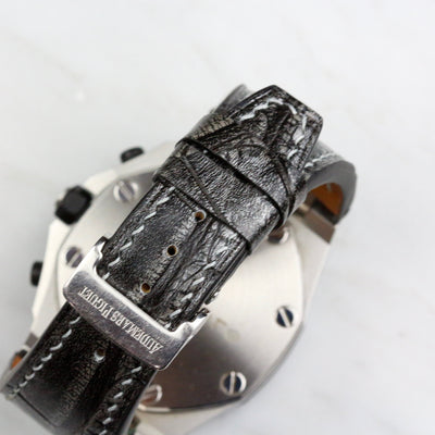 Bespoke Watch Strap in Metallic Black Crocodile
