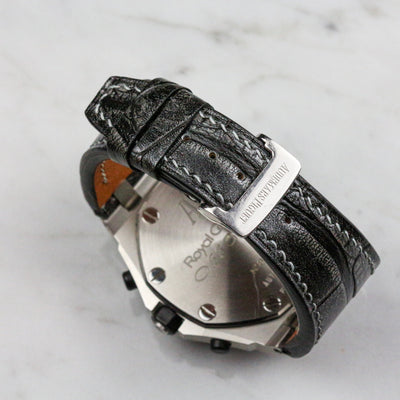 Bespoke Watch Strap in Metallic Black Crocodile