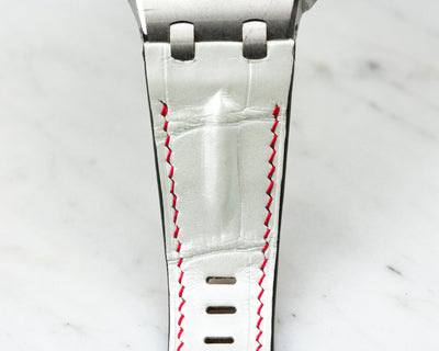 Bespoke Watch Strap in White Crocodile