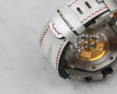 Bespoke Watch Strap in White Crocodile