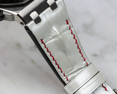 Bespoke Watch Strap in White Crocodile