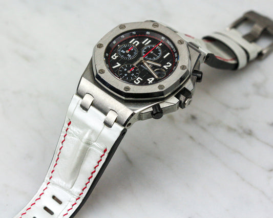 Bespoke Watch Strap in White Crocodile