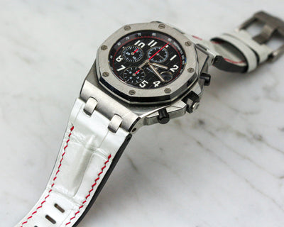 Bespoke Watch Strap in White Crocodile