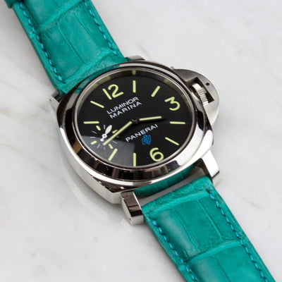 Bespoke Watch Strap in Turquoise Blue Crocodile