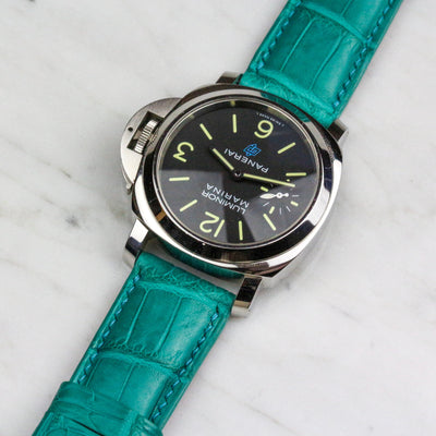 Bespoke Watch Strap in Turquoise Blue Crocodile
