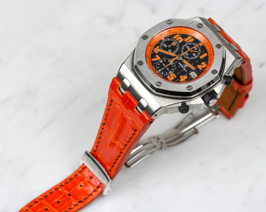 Bespoke Watch Strap in Orange Crocodile