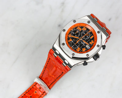Bespoke Watch Strap in Orange Crocodile