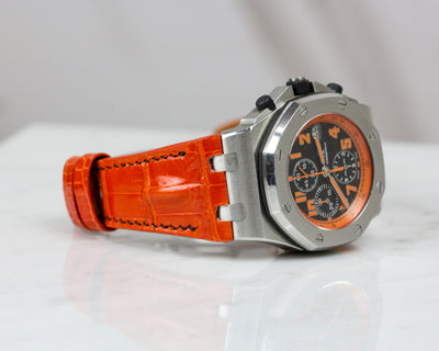 Bespoke Watch Strap in Orange Crocodile
