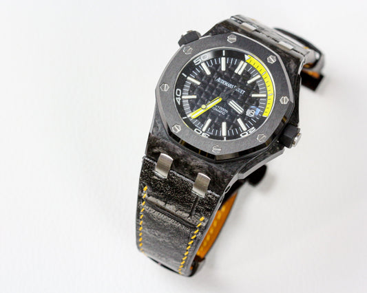 Bespoke Watch Strap in Metallic Black Crocodile