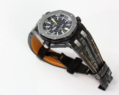 Bespoke Watch Strap in Metallic Black Crocodile