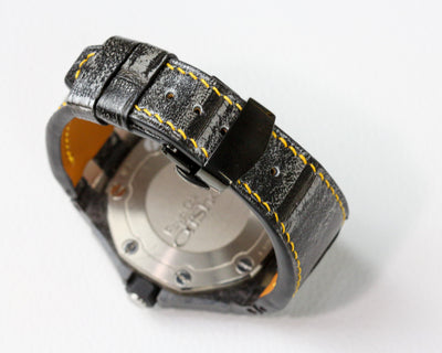 Bespoke Watch Strap in Metallic Black Crocodile