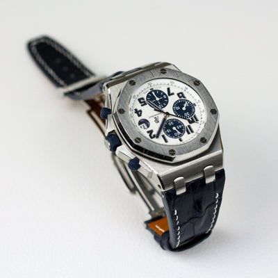 Bespoke Watch Strap in Navy Blue Crocodile