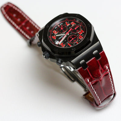 Bespoke Watch Strap in Blood Red Crocodile