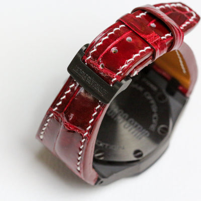 Bespoke Watch Strap in Blood Red Crocodile