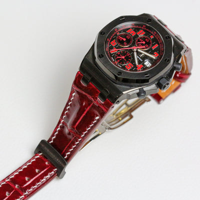 Bespoke Watch Strap in Blood Red Crocodile