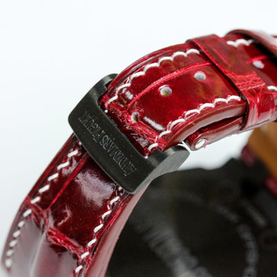 Bespoke Watch Strap in Blood Red Crocodile