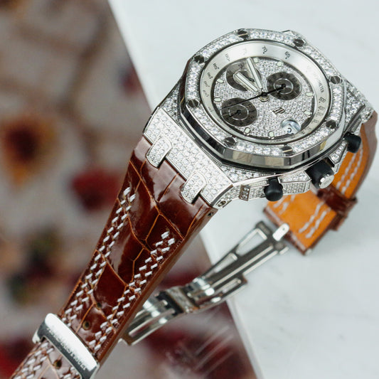 Bespoke Watch Strap in Brown Crocodile