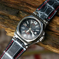 Bespoke Watch Strap in Black Silver Alligator