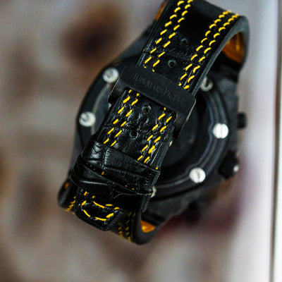 Bespoke Watch Strap in Black Crocodile