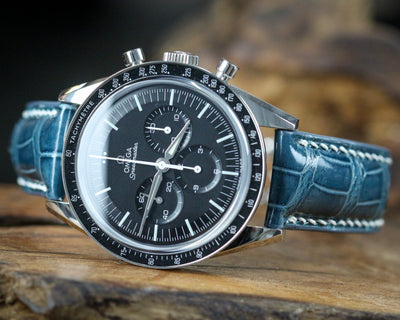 Bespoke Watch Strap in Cerulean Blue Crocodile