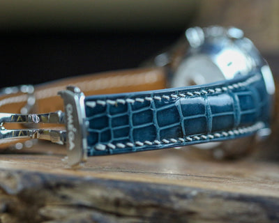 Bespoke Watch Strap in Cerulean Blue Crocodile