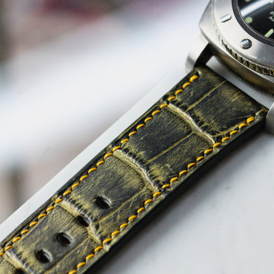 Bespoke Watch Strap in Gold Brushed Crocodile
