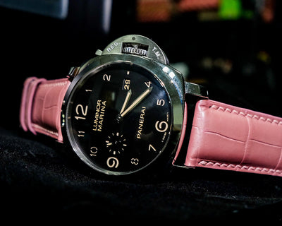 Bespoke Watch Strap in Baby Pink Crocodile