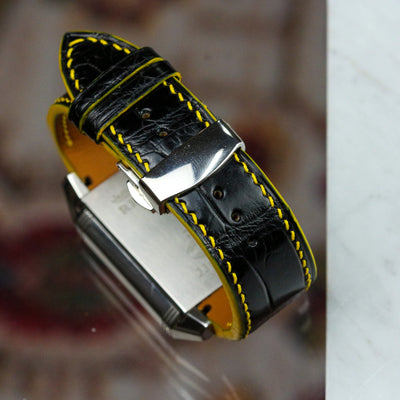 Bespoke Watch Strap In Black Crocodile