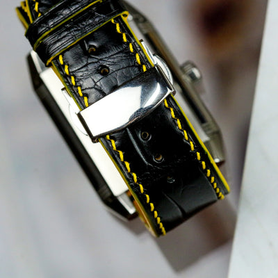 Bespoke Watch Strap In Black Crocodile
