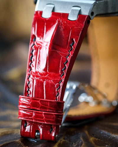 Bespoke Watch Strap in Blood Red Crocodile