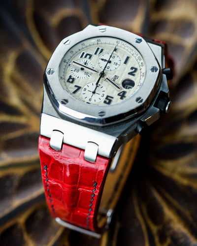 Bespoke Watch Strap in Blood Red Crocodile