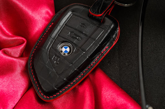 Bespoke Key Fob Cover in Black Crocodile