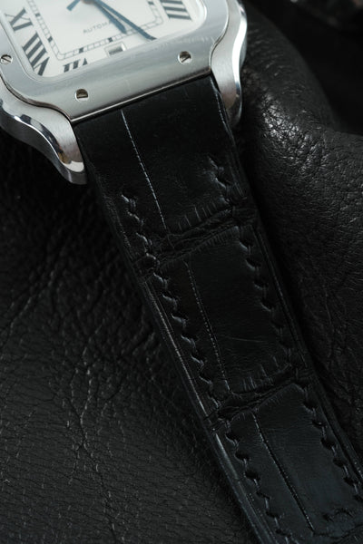 Bespoke Watch Straps in Black Crocodile & Brown Epsom