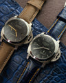 Bespoke Watch Straps in Etoupe Epsom & Electric Blue Crocodile