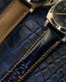 Bespoke Watch Straps in Etoupe Epsom & Electric Blue Crocodile