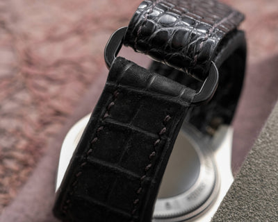 Bespoke Watch Strap in Black Nubuck Alligator