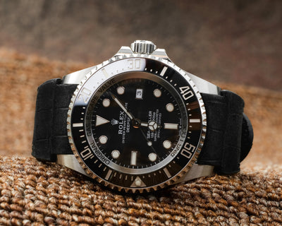 Bespoke Watch Strap in Black Nubuck Alligator