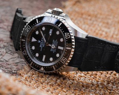 Bespoke Watch Strap in Black Nubuck Alligator
