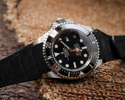 Bespoke Watch Strap in Black Nubuck Alligator