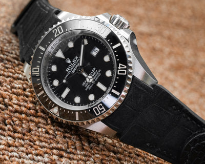 Bespoke Watch Strap in Black Nubuck Alligator