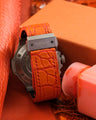 Bespoke Watch Strap in 2 Tone Orange Crocodile