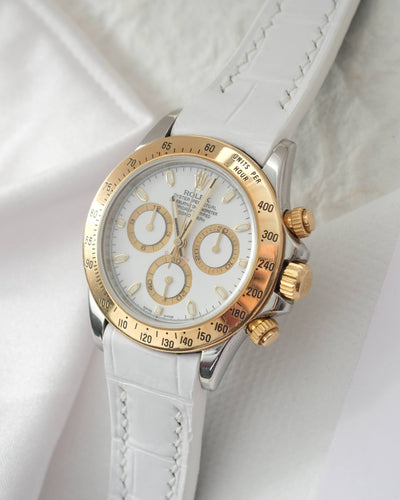 Bespoke Watch Strap in White Crocodile